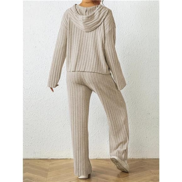 Ribbed Drawstring Hoodie and Pants Set - Picture 12 of 16